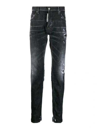 Shop Dsquared2 Cool Guy Contrasting Logo Label Denim Jeans In Black
