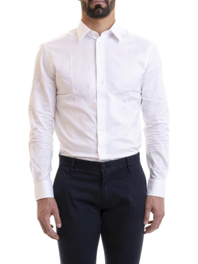 Shop Emporio Armani White Stretch Cotton Slim Fit Shirt