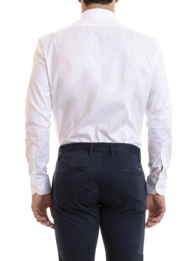 Shop Emporio Armani White Stretch Cotton Slim Fit Shirt