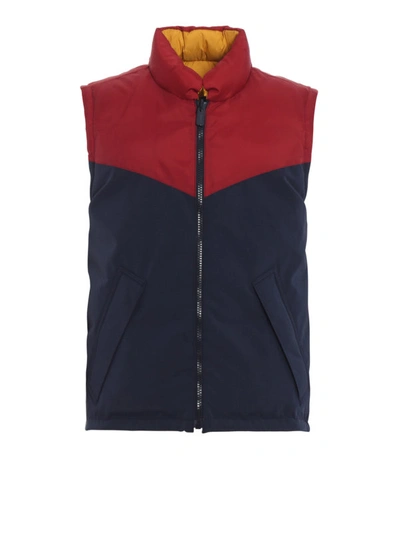 Shop Burberry Colour Block Reversible Padded Vest In Multicolour