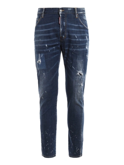 Shop Dsquared2 Painting Effect Denim Jeans In Coloured Wash