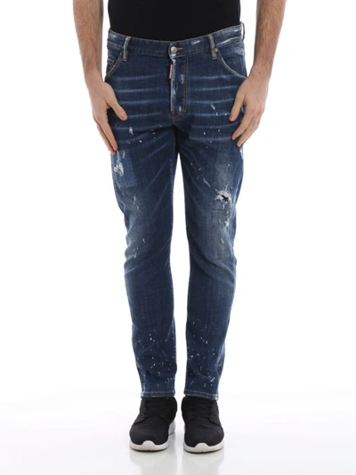 Shop Dsquared2 Painting Effect Denim Jeans In Coloured Wash