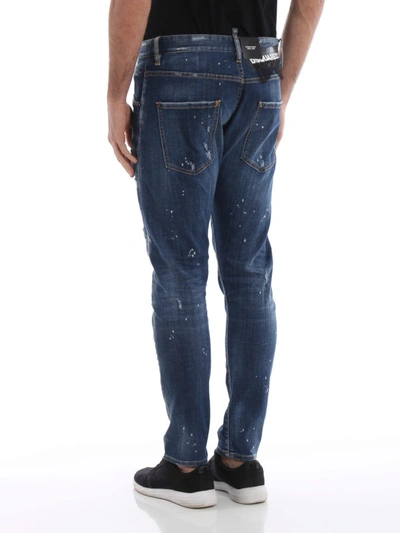 Shop Dsquared2 Painting Effect Denim Jeans In Coloured Wash