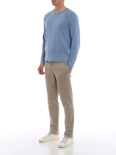 Shop Polo Ralph Lauren Light Blue Cotton Sweatshirt
