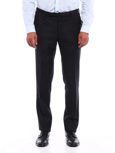 Shop Incotex Super 100s Wool Trousers In Dark Grey