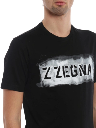 Shop Z Zegna Shaded Logo Print Black T-shirt