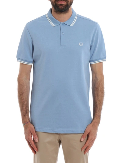 Shop Fred Perry Sky Blue Cotton Pique Polo Shirt In Light Blue