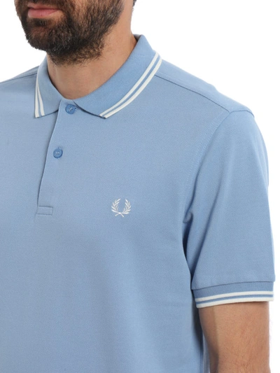 Shop Fred Perry Sky Blue Cotton Pique Polo Shirt In Light Blue