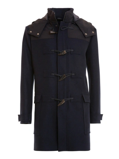 Shop Armani Collezioni Wool And Cashmere Blend Montgomery In Dark Blue
