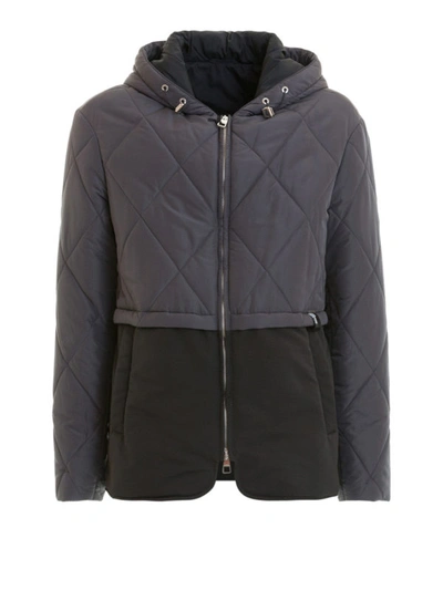 Shop Versace Two-tone Quilted Padded Jacket In Dark Grey