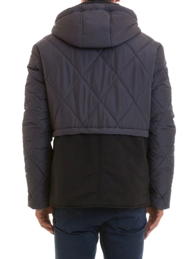 Shop Versace Two-tone Quilted Padded Jacket In Dark Grey