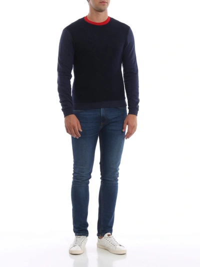 Shop Dondup Blue Wool Cotton Blend Sweatshirt
