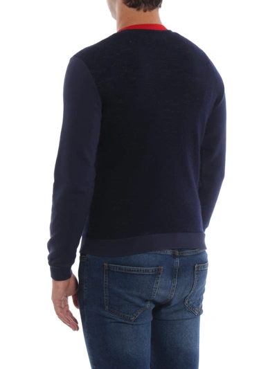 Shop Dondup Blue Wool Cotton Blend Sweatshirt