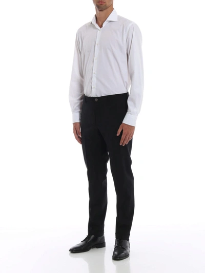 Shop Prada Turned-up Bottom Stretch Wool Trousers In Black