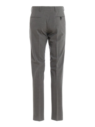 Shop Prada Bi-stretch Wool Classic Slacks In Light Grey