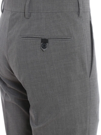 Shop Prada Bi-stretch Wool Classic Slacks In Light Grey