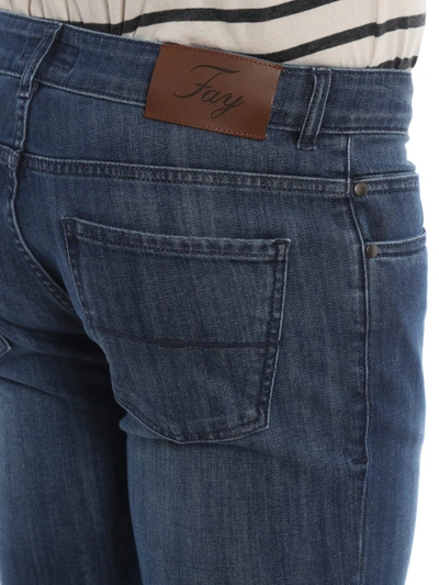 Shop Fay Five Pocket Slim Jeans In Dark Wash