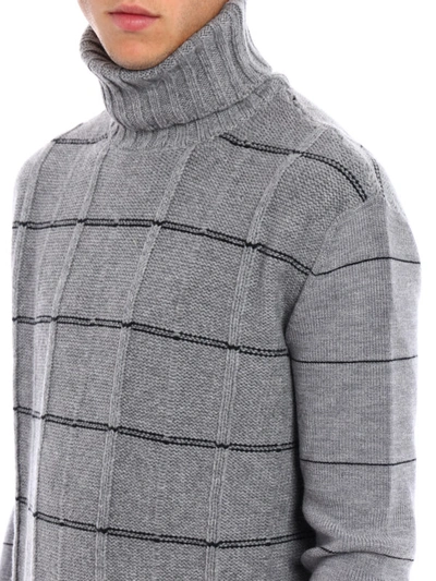 Shop Mcq By Alexander Mcqueen Check Wool Grey Turtleneck