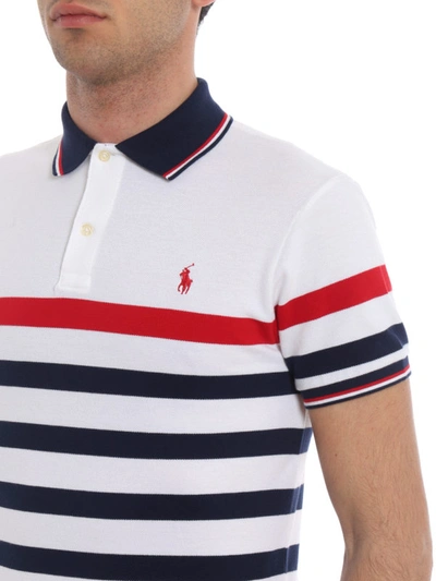Shop Polo Ralph Lauren Striped Pique Cotton Polo Shirt In Multicolour