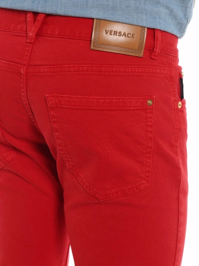 Shop Versace Red Denim Jeans