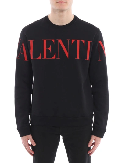 Shop Valentino Maxi Logo Lettering Black Sweatshirt