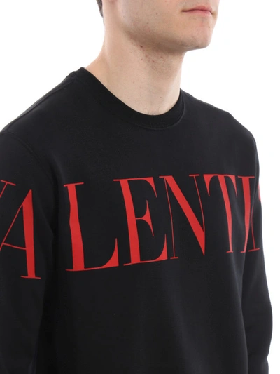 Shop Valentino Maxi Logo Lettering Black Sweatshirt