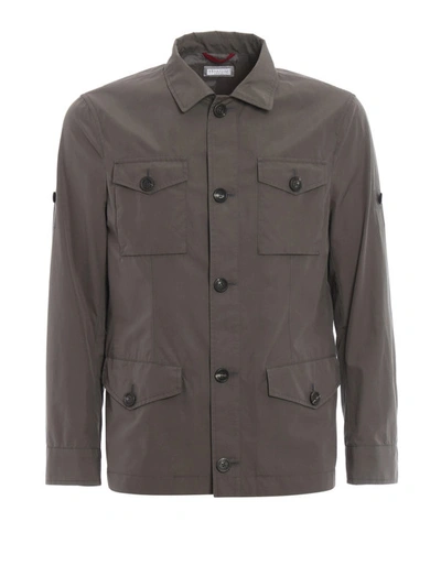 Shop Brunello Cucinelli Coated Cotton Field Jacket In Dark Green