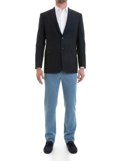 Shop Brioni Brunico Two-buttons Wool Blazer In Black