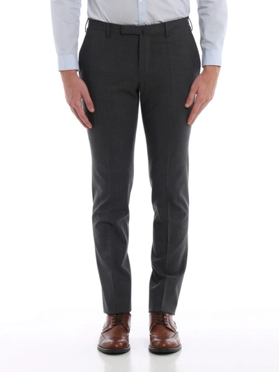 Shop Incotex Steel Grey Techno Wool Trousers In Dark Grey
