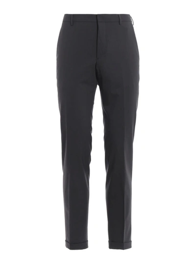 Shop Prada Dark Grey Bi-stretch Wool Trousers