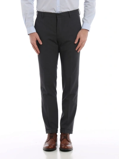Shop Prada Dark Grey Bi-stretch Wool Trousers