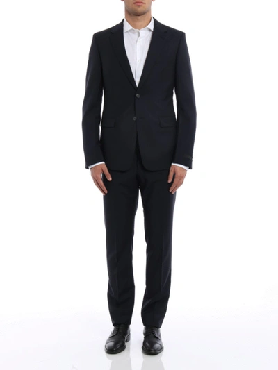 Shop Prada Mohair Wool Suit In Dark Blue