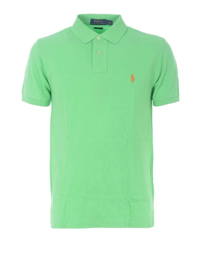 Shop Polo Ralph Lauren Light Green Pique Cotton Polo Shirt