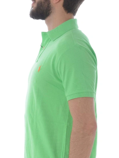 Shop Polo Ralph Lauren Light Green Pique Cotton Polo Shirt