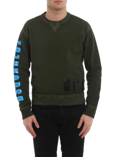 Shop Dsquared2 Military Green Sweatshirt In Dark Green