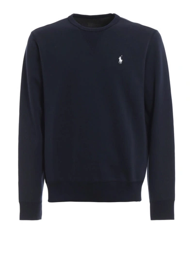 Shop Polo Ralph Lauren Dark Blue Cotton Blend Sweatshirt