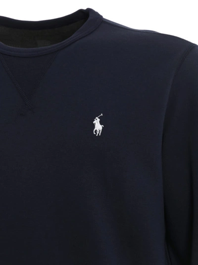 Shop Polo Ralph Lauren Dark Blue Cotton Blend Sweatshirt