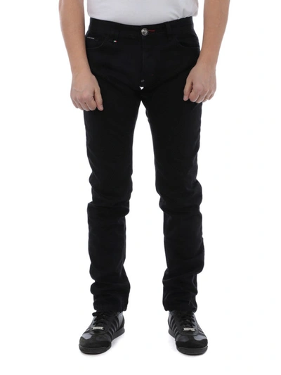 Shop Philipp Plein Black Cotton Denim Jeans