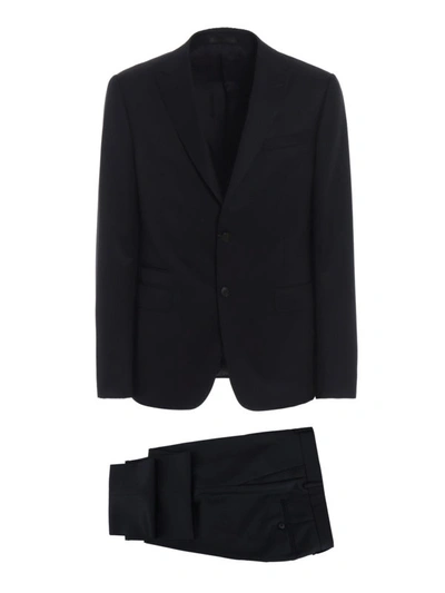 Shop Z Zegna Dark Blue Wool And Mohair Blend Suit