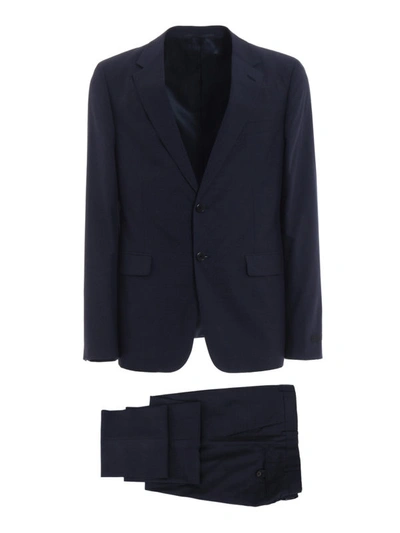 Shop Prada Wool And Silk Blend Classic Suit In Blue