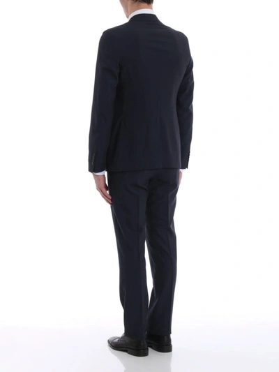 Shop Prada Wool And Silk Blend Classic Suit In Blue