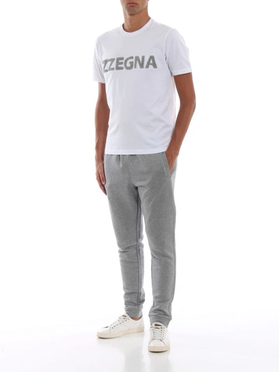 Shop Z Zegna Terry Logo Patch White Cotton Tee