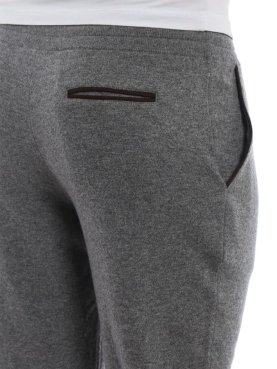 Shop Ermenegildo Zegna Plus Grey Knitted Cashmere Track Pants