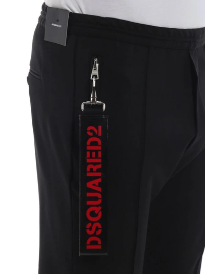 Shop Dsquared2 Jogging Fit Long Crotch Wool Blend Trousers In Black