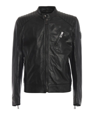 Shop Belstaff Wrinkled Effect Leather Biker Jacket In Black