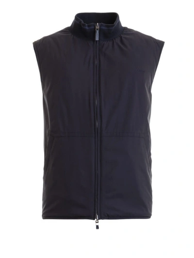 Shop Brioni Water Repellent Reversible Vest In Dark Blue