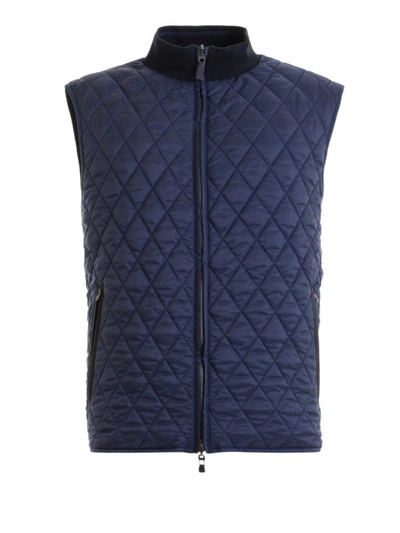 Shop Brioni Water Repellent Reversible Vest In Dark Blue