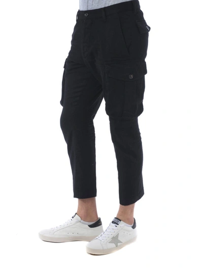 Shop Dsquared2 Sexy Cargo Fit Stretch Wool Cargo Trousers In Black