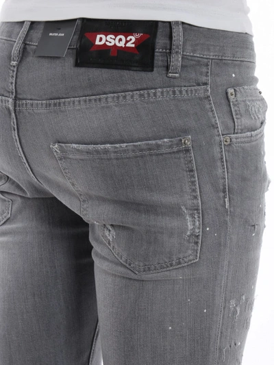 Shop Dsquared2 Skater Destroyed Effect Grey Skinny Jeans
