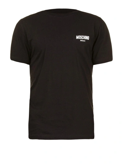 Shop Moschino Logo Lettering Black Cotton T-shirt